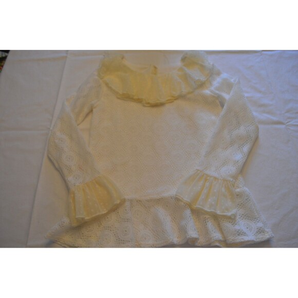 Persnickety size 7 White Ruffle Blouse Top Holiday 2016 Made in USA